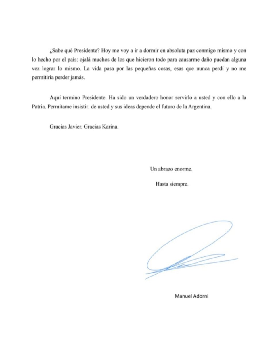 revistath's tweet photo. La noche del sábado, horas antes del partido contra Jordania, Adorni compartió un comunicado a través de la plataforma X en el que confirmó su renuncia como Jefe de Gabinete e insistiendo su inocencia de los cargos en su contra.
#adorni https://t.co/KubF0vRMo3