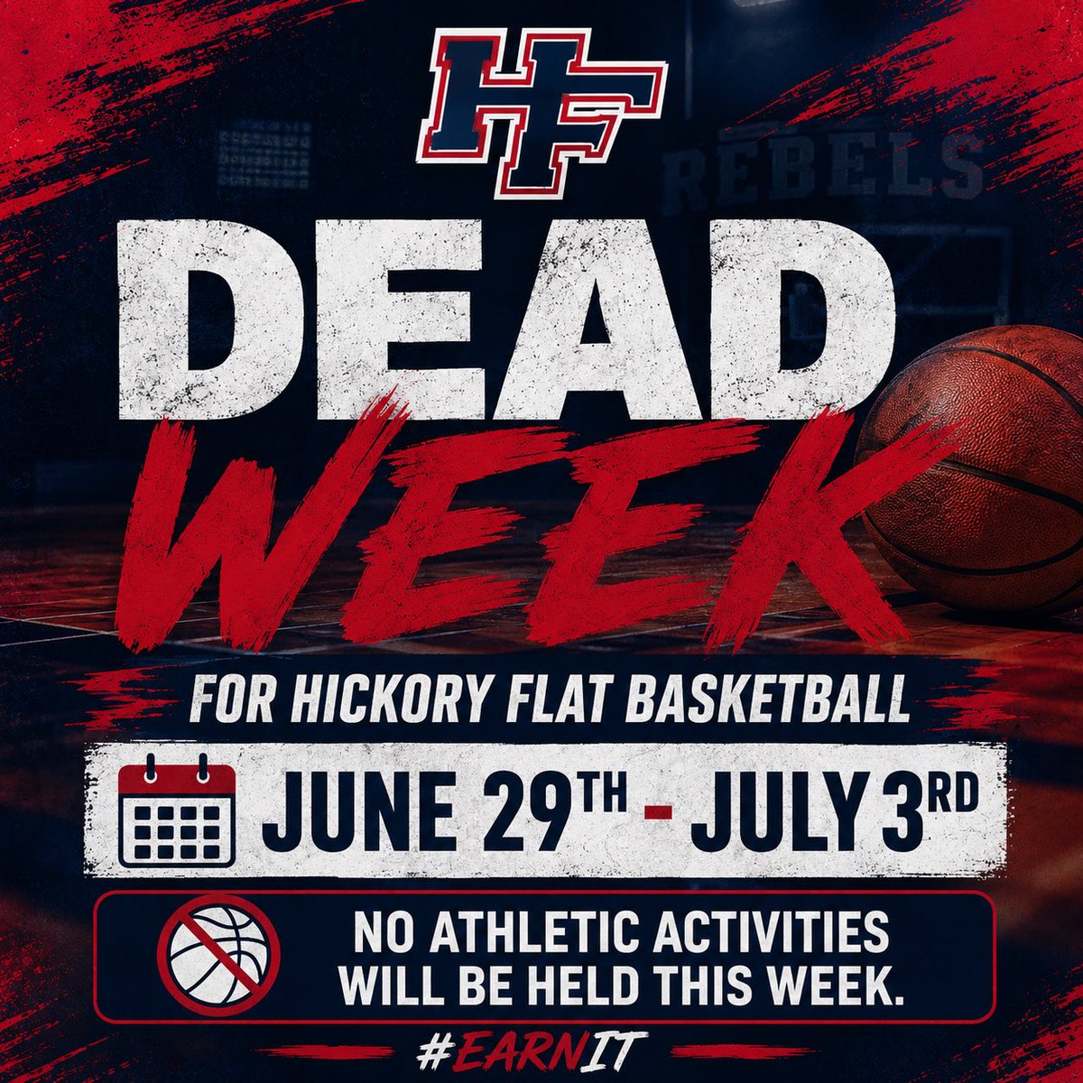 HFRebel_Hoops's tweet photo. 🏀 Reminder: This week (June 29–July 3) is MHSAA Dead Week. There will be no basketball workouts, practices, or team activities. Enjoy the break, spend time with family, and we’ll be ready to get back to work soon. https://t.co/Ux53VBHa6F
