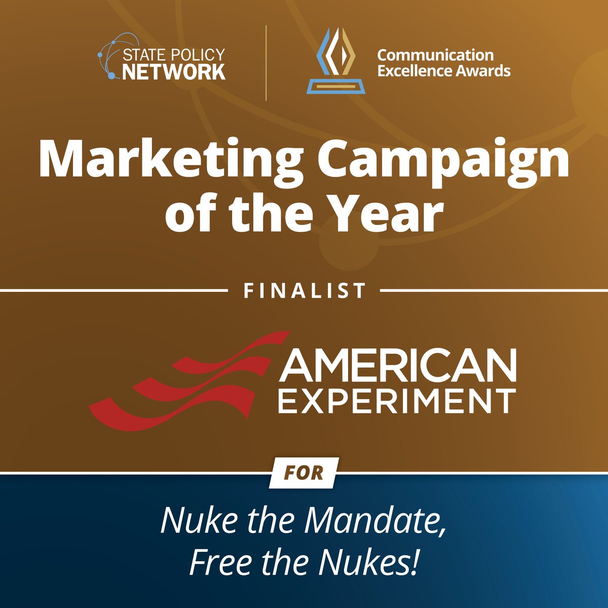 MNThinkTank's tweet photo. We're honored to be nominated by State Policy Network for our work exposing Minnesota's $9B fraud and our Nuke the Mandate / Free the Nukes campaign. If you're attending the SPN Annual Conference this year — don't forget to vote for us! https://t.co/UnuahtMPce