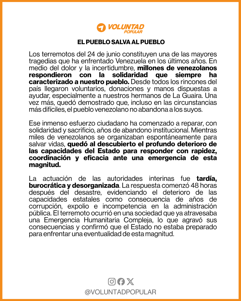 VoluntadPopular's tweet photo. 📰COMUNICADO

El pueblo salva al pueblo https://t.co/mkvXUkGJJx