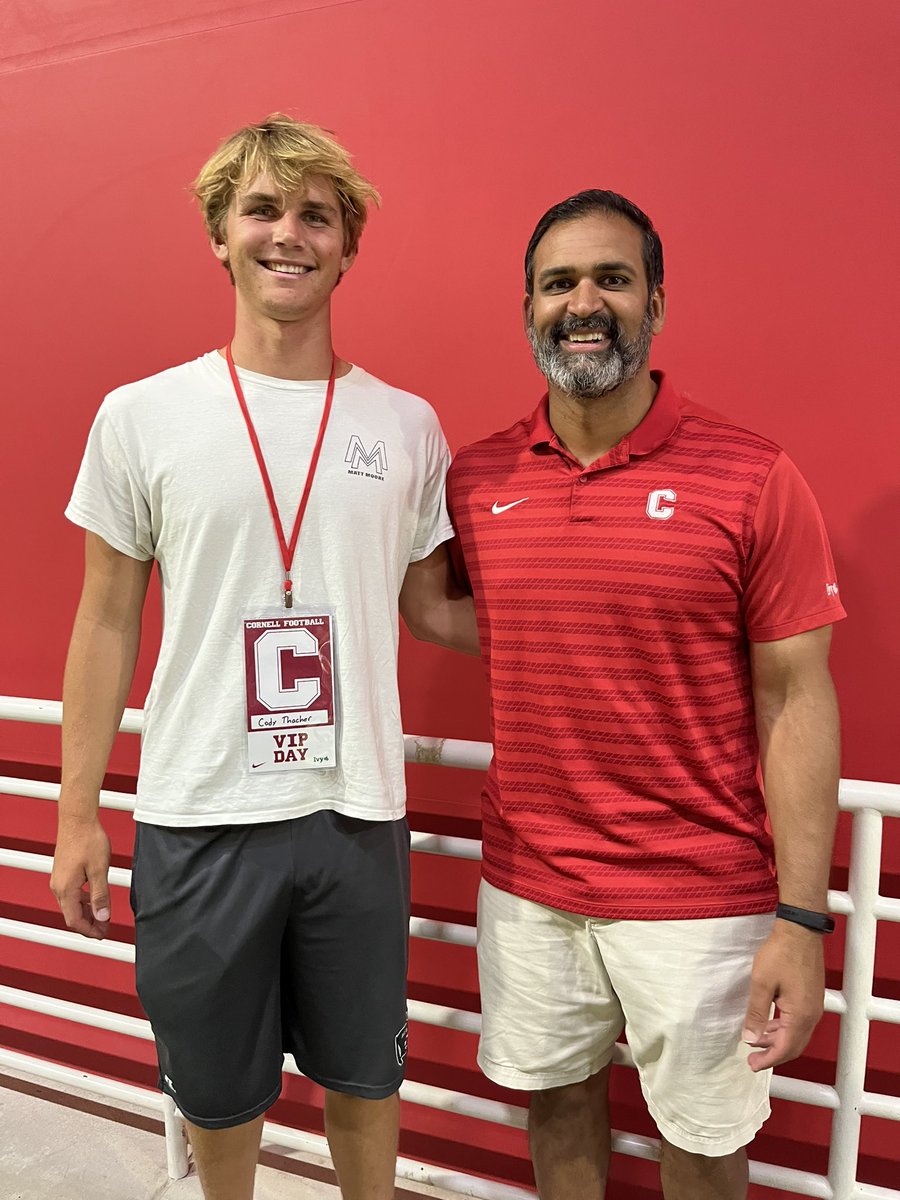 Codythacher's tweet photo. Thank you @CoachBhakta @Sean_Reeder @Coach_Heffler for having me this weekend up at @BigRed_Football. I had a great time working and getting better on the field and learning about the program. https://t.co/CAsvRtxtZq