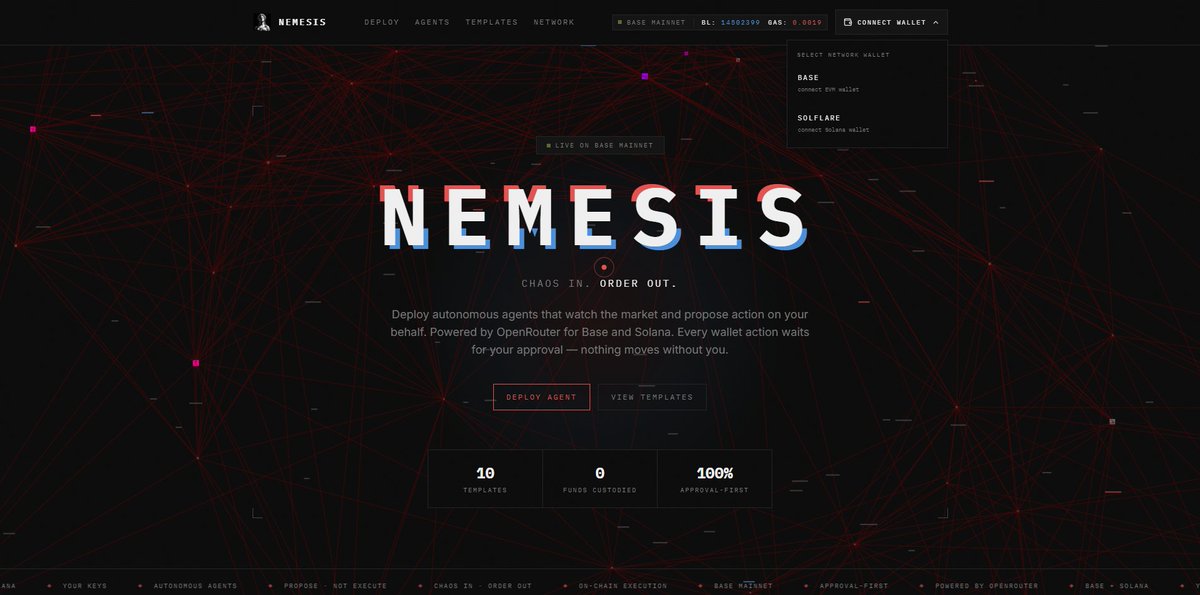 Nemesis_agent's tweet photo. Markets generate signals every second.

Nemesis Agent transforms those signals into structured proposals across @base and @solana while keeping every transaction under your control.

Observe.
Reason.
Approve.
Execute.

Built for users who value intelligence without sacrificing ownership.

Explore Nemesis Agent:
https://t.co/mUSzEQmPLC

Chaos In. Order Out.