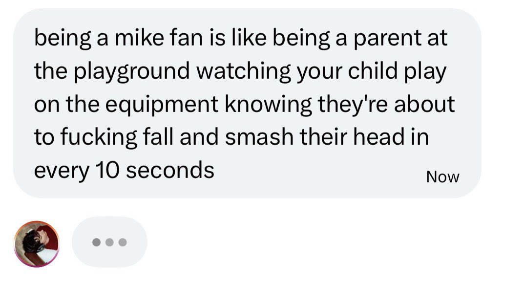 leswheelby's tweet photo. mike fans can you confirm https://t.co/hrp1DECgRQ