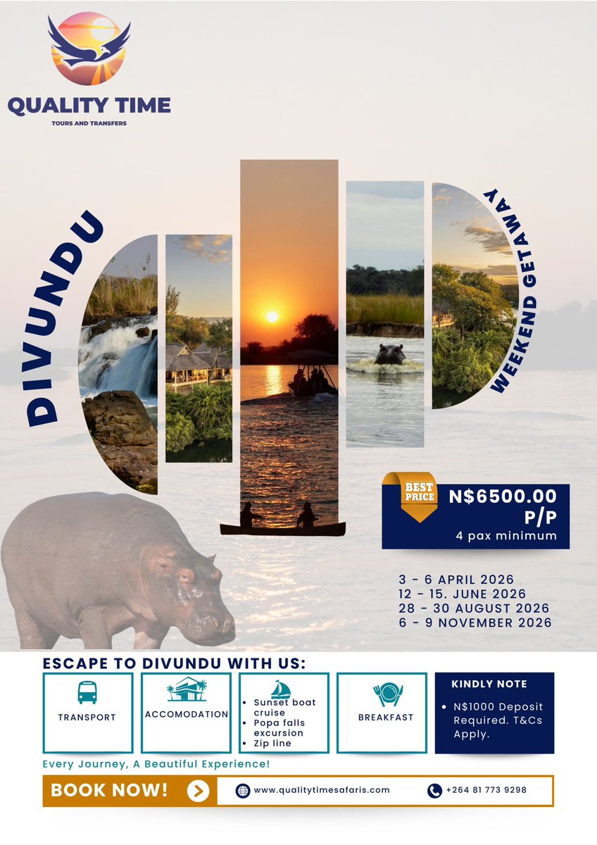 Qualitytim01's tweet photo. Book our next Divundu Weekend Getaway and experience the thrill of the Abenab Lodge Zipline 🤸🏾🙈 https://t.co/EFSJ5G2fUi