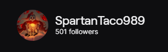 SpartanTaco989's tweet photo. I never thought Taco would get to this, But we made it to 500 followers on Twitch. Thanks to everyone who vibes with me being a Taco, I hope I can make lots more people laugh by just being me https://t.co/PDtbxz7o7l