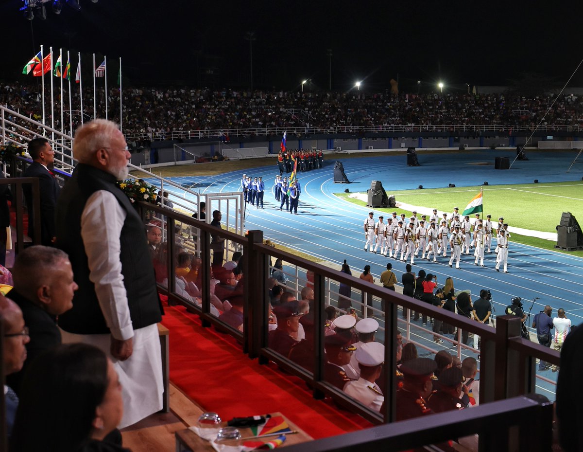 narendramodi's tweet photo. Contingents from the Assam Regiment and the Indian Navy took part in the National Day celebrations of Seychelles yesterday. It was yet another reflection of the enduring friendship between India and Seychelles. https://t.co/FTJDDxucSz