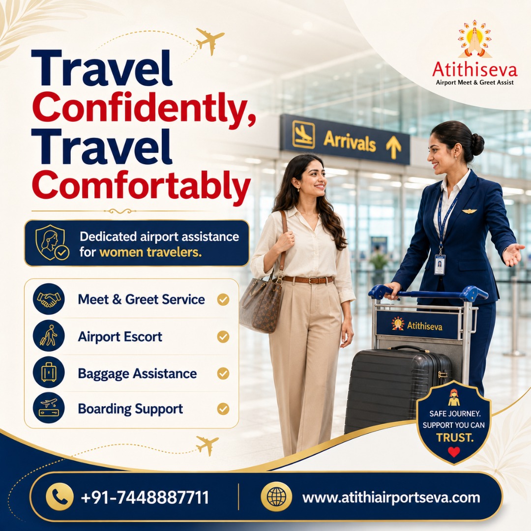 AtithiSeva's tweet photo. ✈️ Travel confidently with Atithiseva! Dedicated airport assistance for women travelers with Meet &amp; Greet, Escort, Baggage &amp; Boarding Support.

📞 +91 74488 87711
🌐 https://t.co/o0GaQXnADY

#Atithiseva #WomenTravelers #AirportAssistance #SafeTravel #MeetAndGreet https://t.co/7Rz0kpi8cU