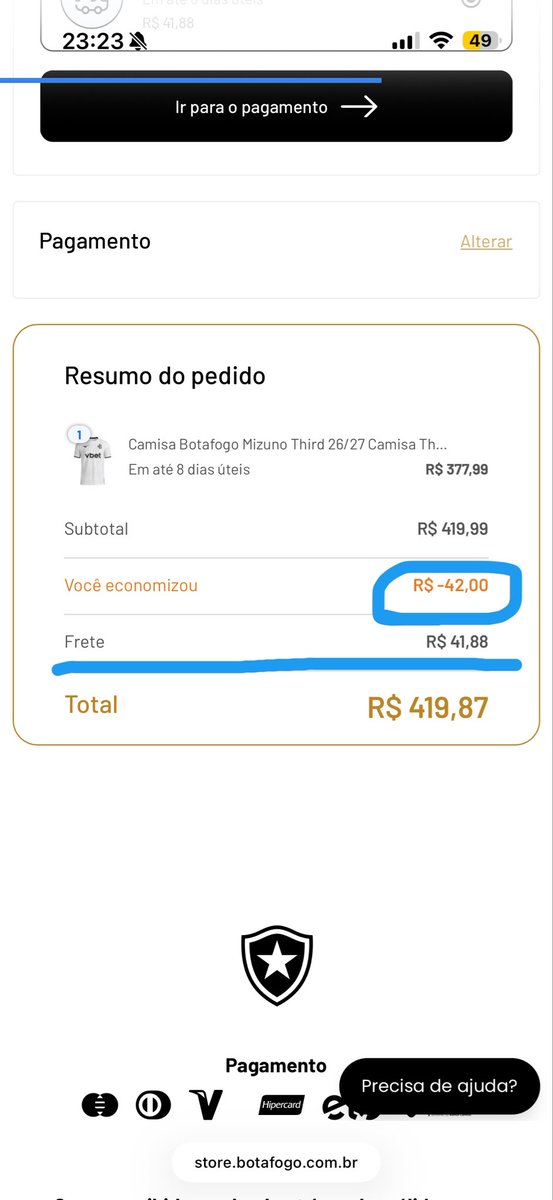 botafogo_tweets's tweet photo. Moro fora do Rio e sou sócio deve ter uns 3 anos. Nunca usei desconto pra ingresso e basicamente nenhuma vantagem do plano. Assino pra sentir como se tivesse ajudando o time msm. Oq valia a pena era o desconto na compra da camisa. Ai hoje resolvi comprar uma e olha o desconto: https://t.co/nNpEONoPGs