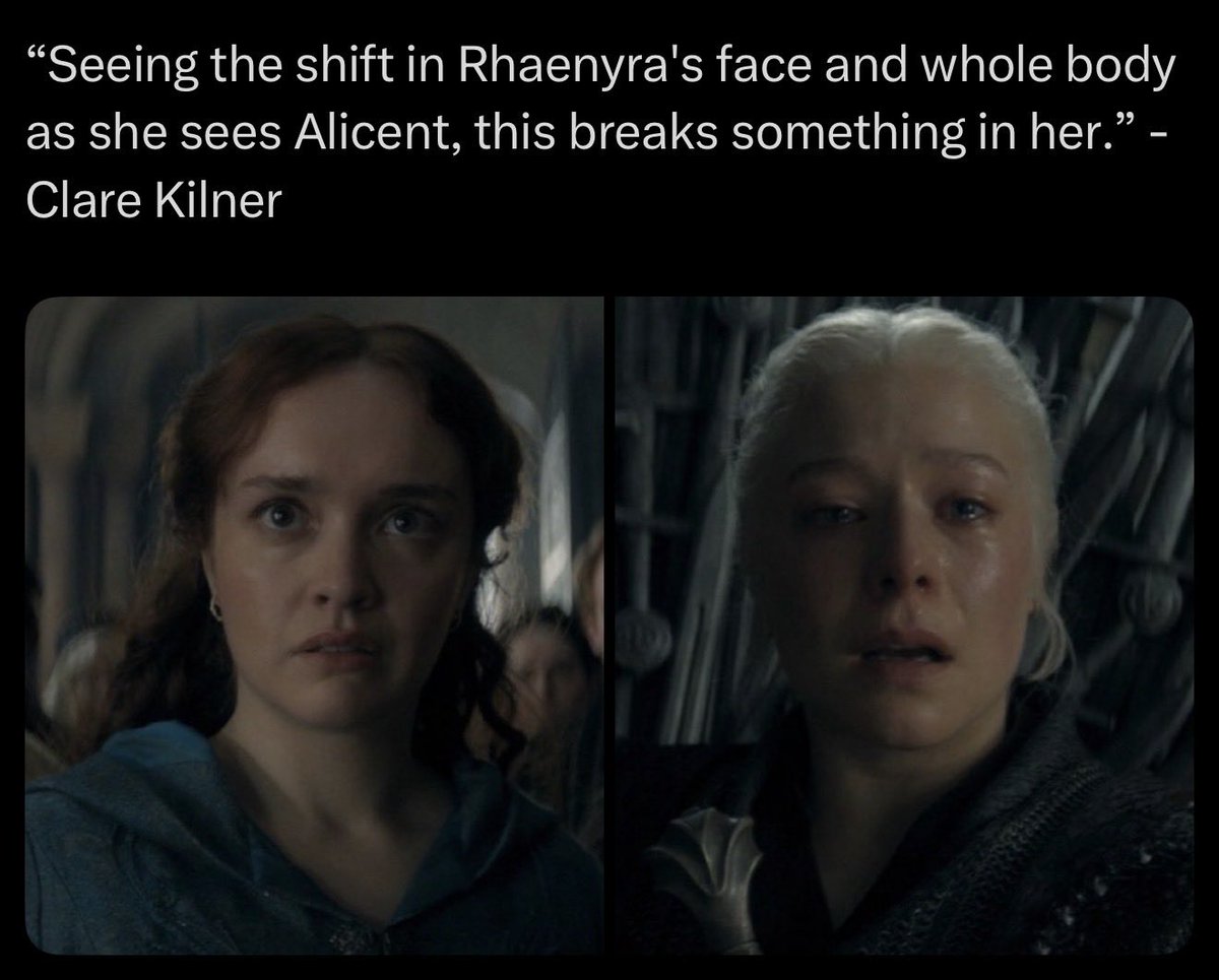 bryndensraven's tweet photo. If only I believe in this “power of old friendship” nonsense. Still the weakest part of the entire series. Its just poor writing. By all accounts, in series context, Rhaenyra should have had her head on spike right here. She only spares her for Viserys in FB. https://t.co/FDi1KWeXmK