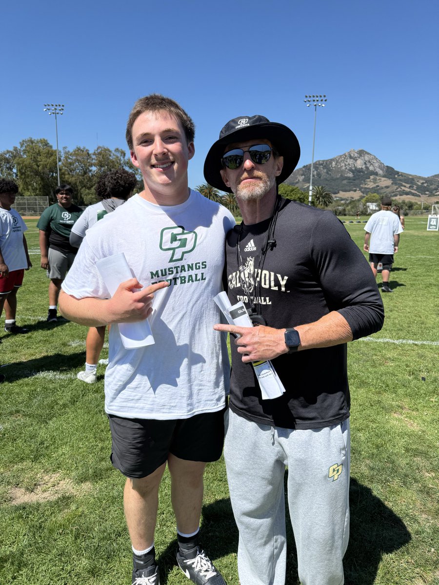 MickFlynn28's tweet photo. Grateful for the opportunity to compete and learn @calpolyfootball prospects camp today. Thank you to the Mustangs players and coaches I was able to connect with today. #RideHigh @WPlemons @joshletuli @OBM_CoachT1A408 @DWisePreps https://t.co/TjJirddb1i