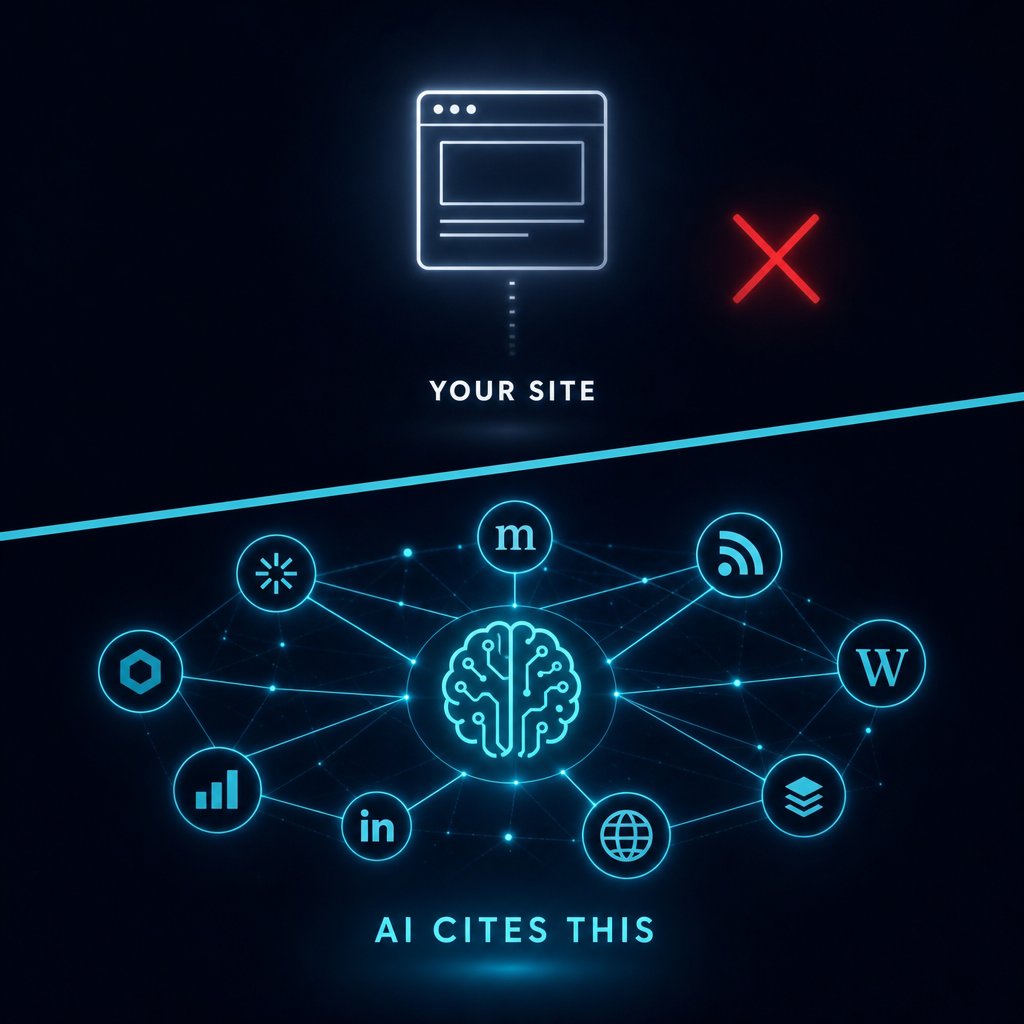it_munch's tweet photo. B2B press releases and earned media are now AEO signals. Brands on third-party platforms show up in AI answers. Brands publishing only on their own site don't. The distribution problem just became an AI visibility problem. Sound familiar? https://t.co/d17W97rr0N https://t.co/xTxR7jrIme