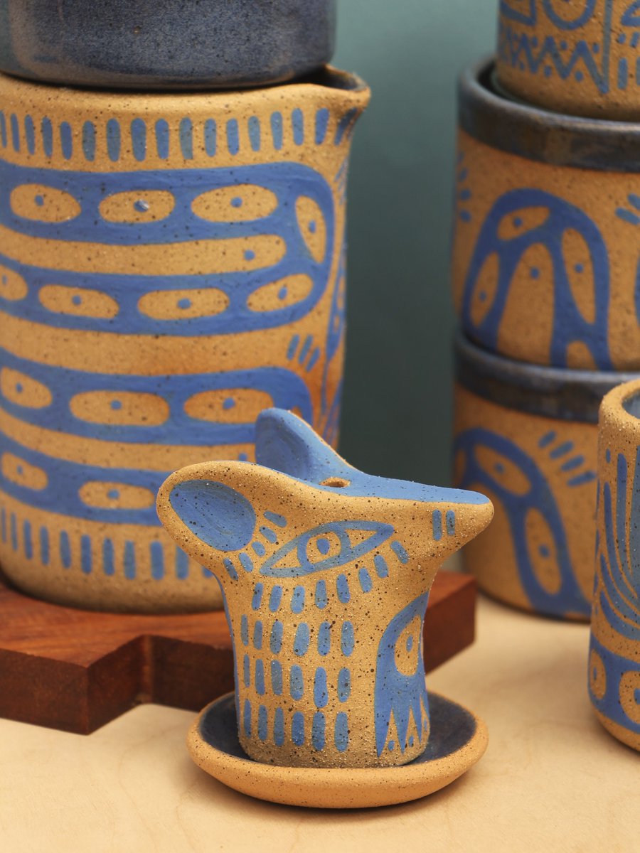 interiorsuckerr's tweet photo. "Desert Blues" handmade functional ceramic coffee brewer set by perroyarena https://t.co/bmH5lN1bAb