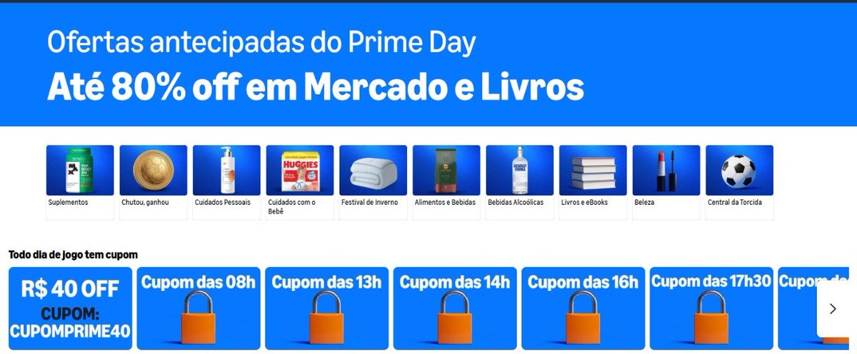 CCBRPromo's tweet photo. CUPOM AMAZON PRIME DAY
R$40 de desconto em R$350
CUPOMPRIME40
https://t.co/IC6lD3j9uz
Resgate nos produtos: 
https://t.co/WYr8oKOCPT
https://t.co/w6oDe9Y0Ag
https://t.co/Z3hPZVikzJ
https://t.co/1nBKIPy0mr
https://t.co/KiSzfwerpY
https://t.co/STIcyySHyy

Página de cupons e promoções: https://t.co/rkLogq0JmH
Página de cupons e promoções Central da Torcida: https://t.co/RInpHOPW93

Assine o Prime para aproveitar as promoções de Prime Day: https://t.co/ej5l13yw3H

Promoções Amazon: https://t.co/vPb50wvi0o
Canal Telegram Cupons de Todas Lojas: https://t.co/p0n7IoSyRF