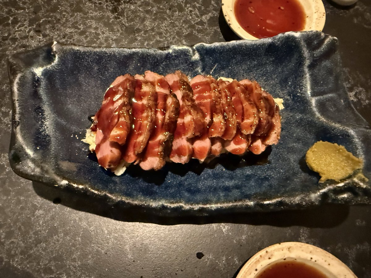 jctdining's tweet photo. shrimp tempura.

lobster buns: lightly fried maine lobster, wasabi mayo, togarashi, chives, housemade steamed buns.

grilled duck breast: sliced duck breast with yuzu kosho, sweet soy sauce &amp; truffle oil, with japanese style potato salad.

@dinemiyake https://t.co/RqmtoVgevN