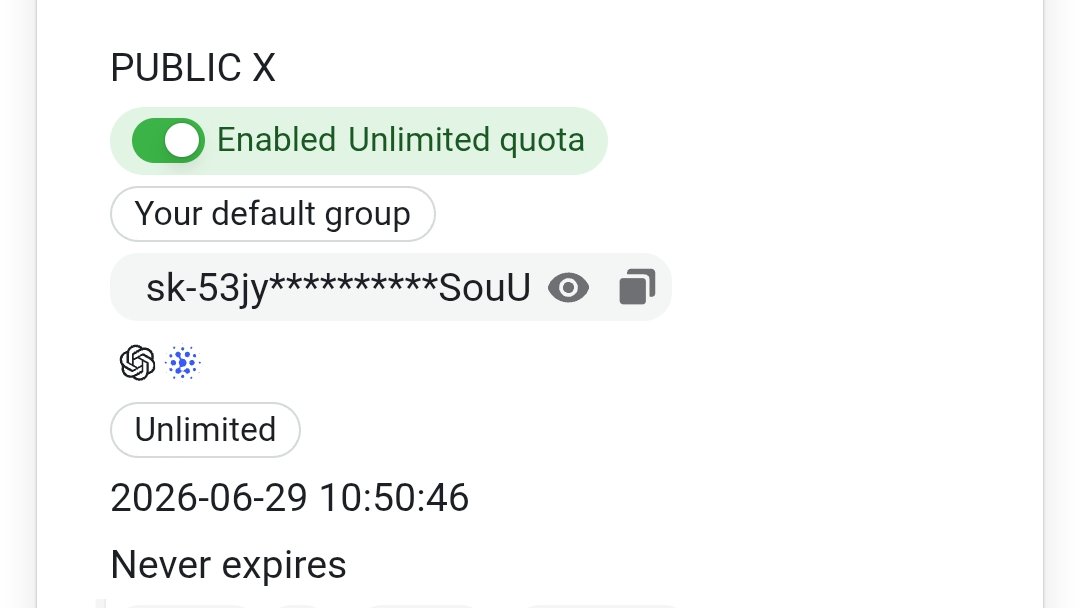 setyamickala's tweet photo. Another FREE API Key from agentrouter 
Quota Limit : 600M tokens 

Models : 
• glm-5.2
• gpt-5.5

Api Key : sk-53jyvp0Cz7DjrZAyTtNst1osMgUAhNDKkyj98fenxJ9oSouU
Base Url : https://t.co/knGtzjJfIH https://t.co/ZhR6vLuUze