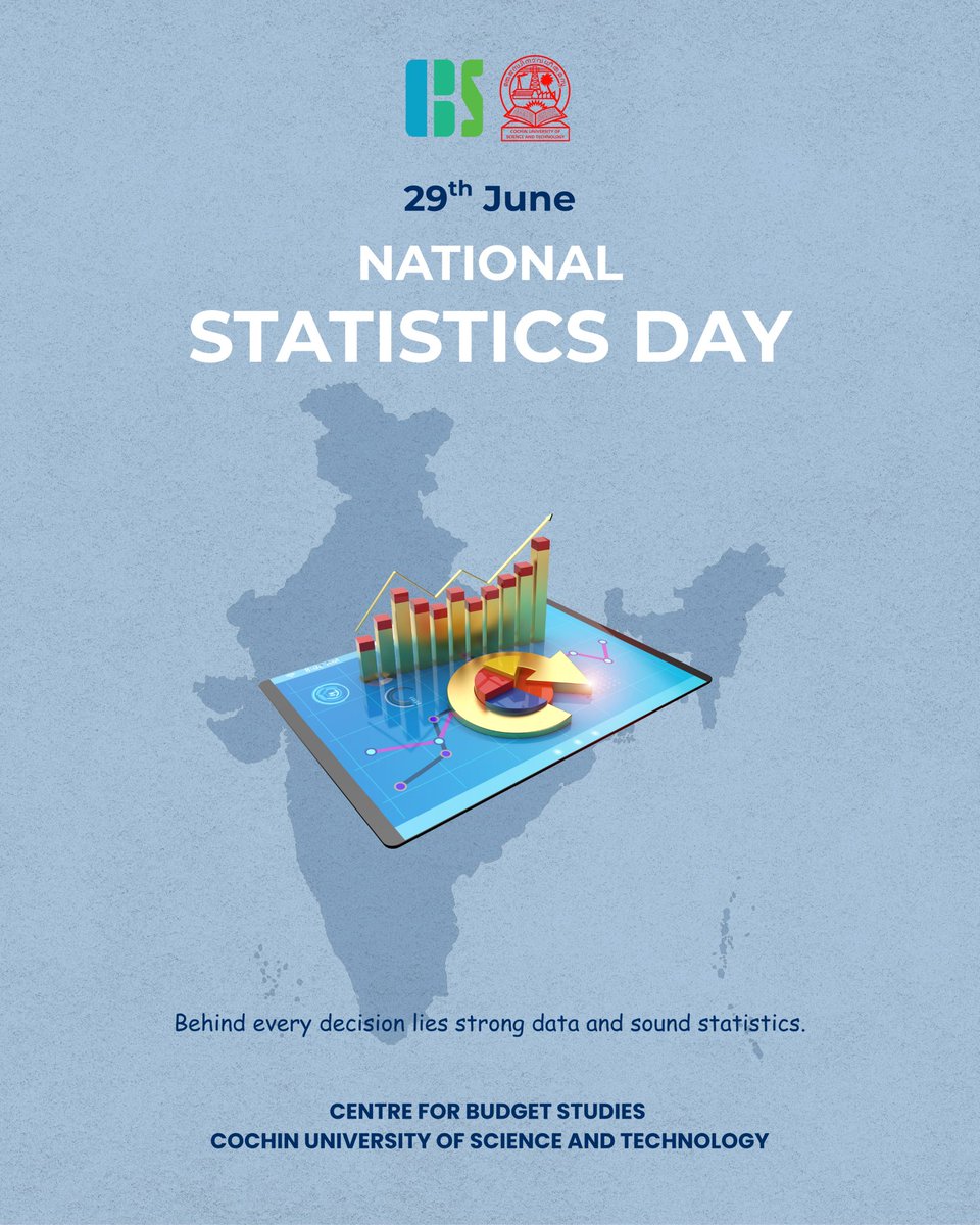 cbs_cusat's tweet photo. The Centre for Budget Studies, CUSAT, celebrates National Statistics Day by recognizing the invaluable role of statistics in helping us understand the world around us and make informed decisions. 

Happy National Statistics Day!

#NationalStatisticsDay #Statistics #CBS #CUSAT https://t.co/vCofYfuDv7