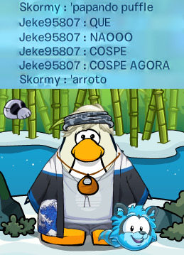PuffleDaFofoca's tweet photo. SKORMY ATACA NOVAMENTE! Recebemos relatos e provas de que Skormy comeu um puffle vivo na frente de vários pinguins, depoimentos de testemunhas dizem "Ele nem mastigou, comeu tudo em uma bocada, nem tive tempo para processar o que aconteceu, Jeke até tentou impedir, mas era tarde" https://t.co/QxeXD64pDs