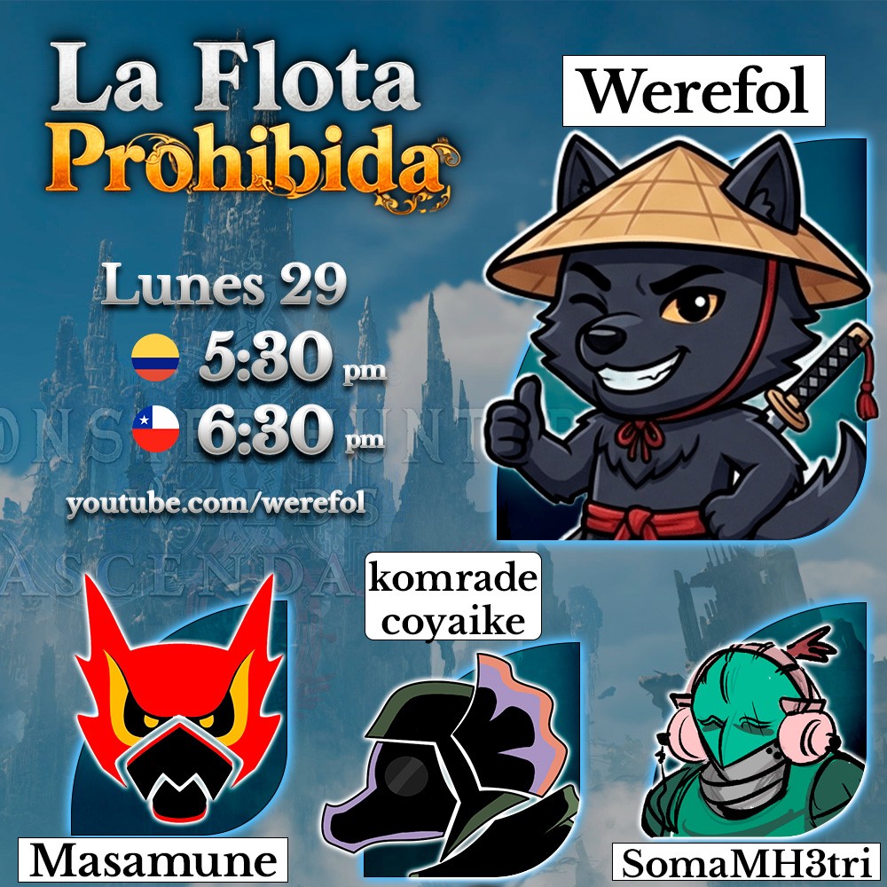 MH_masamunetv's tweet photo. Mañana compañeros estaremos en un podcast de #MonsterHunter junto a fans de la saga. Los espero en el canal de werefol. https://t.co/gDe2pjZiYw