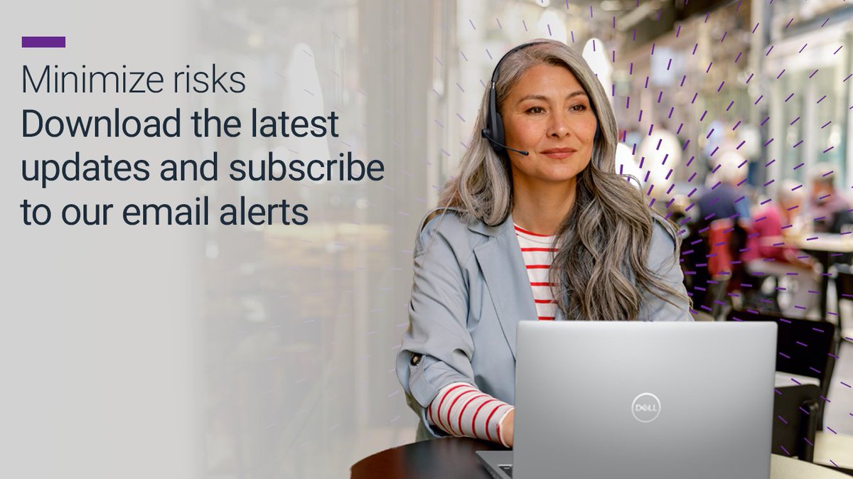 DellCaresPRO's tweet photo. #DellTechnologies works hard to provide timely info, guidance, and mitigation options to minimize security risks. 
Learn more: ➡️ https://t.co/tRD9xjUUQa and subscribe for email alerts ➡️ https://t.co/kaH2Tojm5P 
✅ Retweet to spread awareness. #CyberSecurity https://t.co/SoRGQZ58gY
