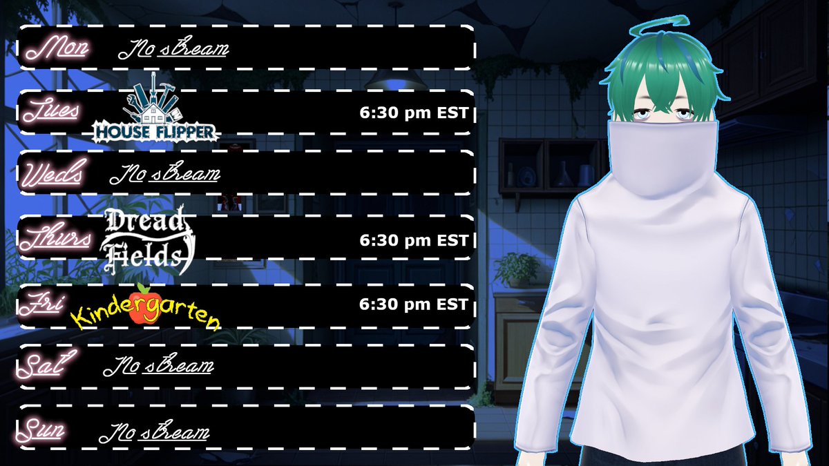 SmytheVT's tweet photo. This weeks streaming schedule, this week is gonna be fun. https://t.co/CK9eq34gOK