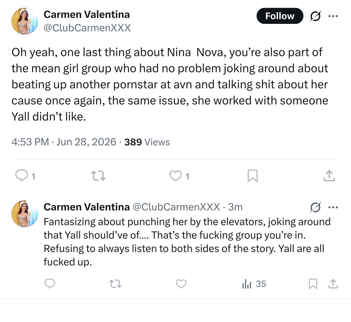 @clubcarmenxxx If you're so right then why am I blocked & where are these receipts? I literally don't know what you're saying What mean girl group plz point me in the direction of this clique I'm in that I don't know about 😂 https://t.co/uHCZLINwKi