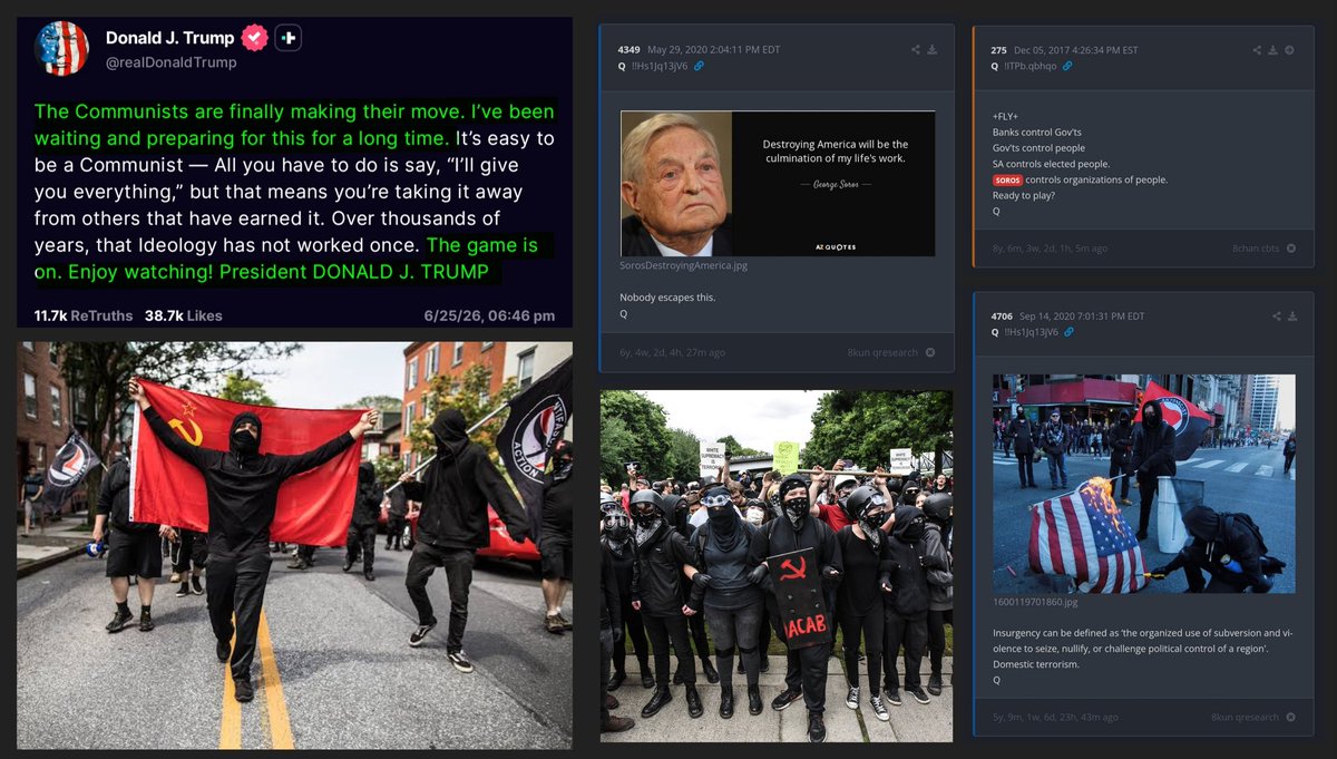 AutistDivision's tweet photo. Analyzing Trump's Focus on the Communist Threat

President Trump's recent focus on the "Communist threat" signals a strategic shift in his messaging. A critical component of this network is the Soros infrastructure, which serves as a primary funding mechanism for globalist agendas both in the United States and abroad.

On June 25, 2026, Trump published a significant statement regarding this threat, declaring that the "Game is On" and telling his audience to "Enjoy Watching." 
This indicates a long-term strategy that is now being put into motion.

To understand the mechanics of this conflict, one must examine the core ideology, funding sources, and operational control of movements like Antifa.

The Historical Context of Antifa

• Communist Foundation: The term "Antifa" originates from Antifaschistische Aktion (Anti-Fascist Action), a militant umbrella organization established in Germany in 1932.
• KPD Leadership: It was launched by the Communist Party of Germany (KPD) to serve as a paramilitary counterweight to Adolf Hitler’s Nazi paramilitary wing, the Sturmabteilung.
• Soviet Alignment: The original 1930s movement strictly adhered to the directives of the Communist International (Comintern) and Soviet leader Joseph Stalin.

Connecting the Dots

Information popularized within the Q framework previously highlighted the interconnected nature of the Soros network,Antifa and a direct attack on America. The challenge now is to synthesize these individual pieces of information into a cohesive picture.

This current political moment marks a direct confrontation between Trump, the Soros network, and the underlying threat it has cultivated. Even if Soros does not personally subscribe to Communist ideology, the ideology serves as a tool to destabilize American institutions and basically destroy America. 

In response to Trump's domestic and international policies, these networks have escalated their operations and Trump is now matching that escalation.

This backdrop gives context to Trump's definitive declaration: "The game is On."