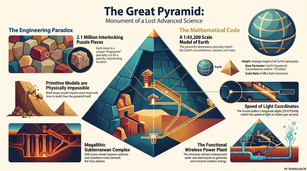 bluecrayon71's tweet photo. The Great Pyramid:
#ForbiddenKnowledge #HolographicUniverse #SacredGeometry #GizaPlateau #AncientWisdom #AdvancedBeings #GeneticEngineering #SacredScience #AncientHistory #MasterArchitects https://t.co/S4ERFHbubq