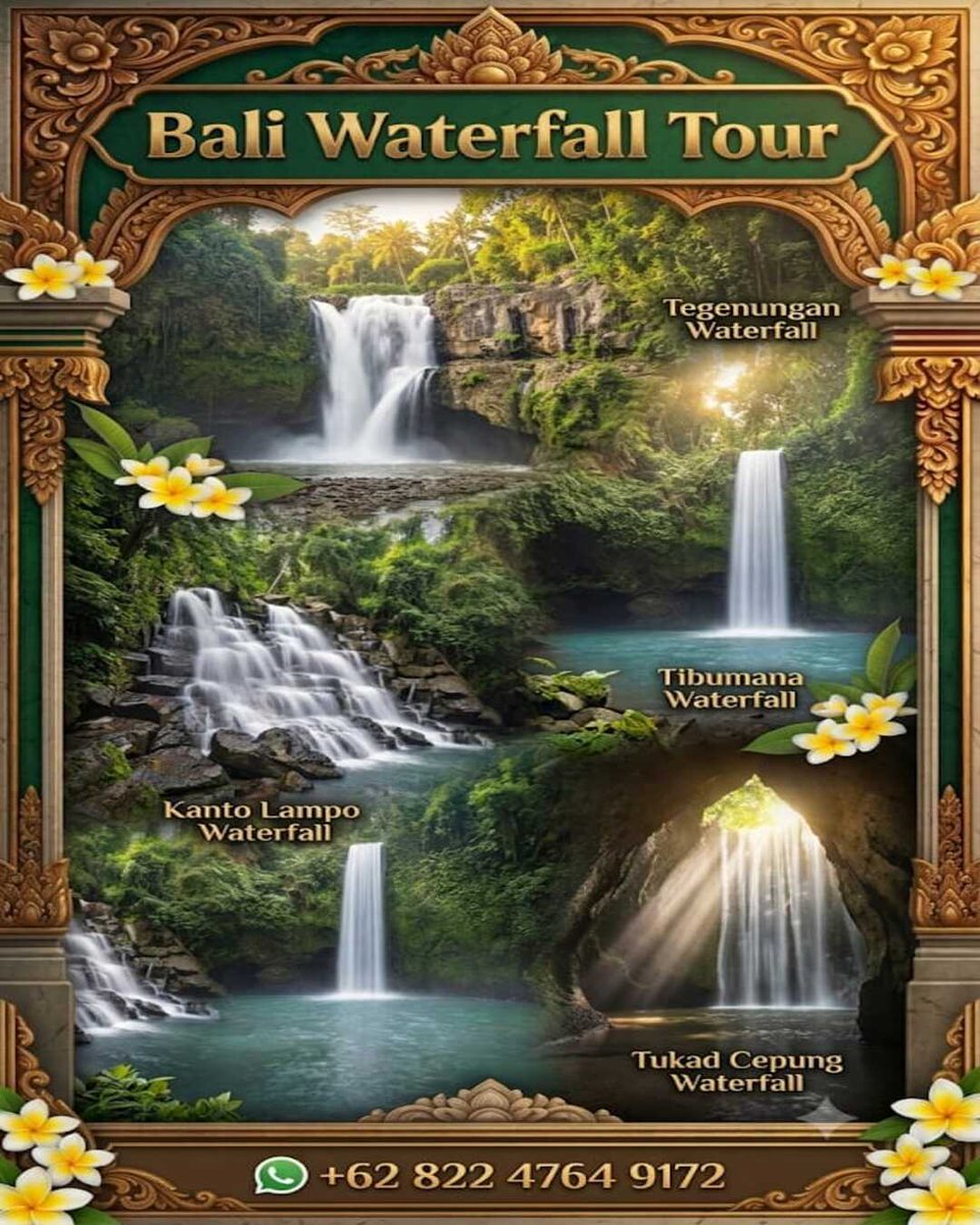 budiarta09's tweet photo. Discover Bali’s hidden waterfalls! 🌿💦 Visit Tegenungan, Tibumana, Tukad Cepung, and Kanto Lampo on this full-day private journey.
​✅ Regular: From $40/car
✅ All-Inc: $50/pax (min 2)
​Book your private trip: https://t.co/oe0efJEjpF
​#Bali #Waterfalls #BaliTravel #ExploreBali https://t.co/PTx7uQ1KPj