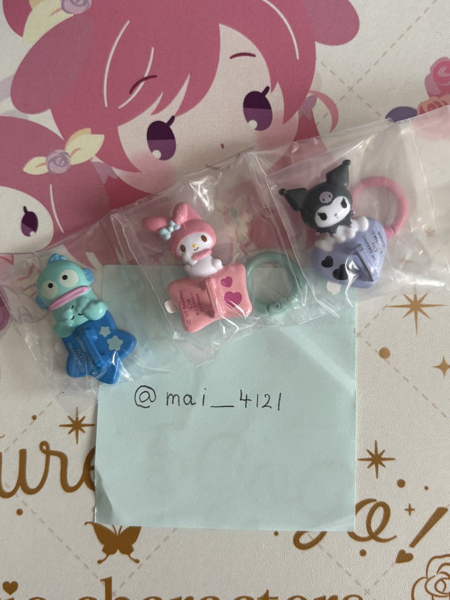 mai__4121's tweet photo. サンリオキャラクターズ キーリングハンガー 交換

【譲】マイメロ、ハンギョドン、クロミ

【求】キティ

郵送希望📮
交換可能な方リプお願い致します！ https://t.co/QuVidR6OkS