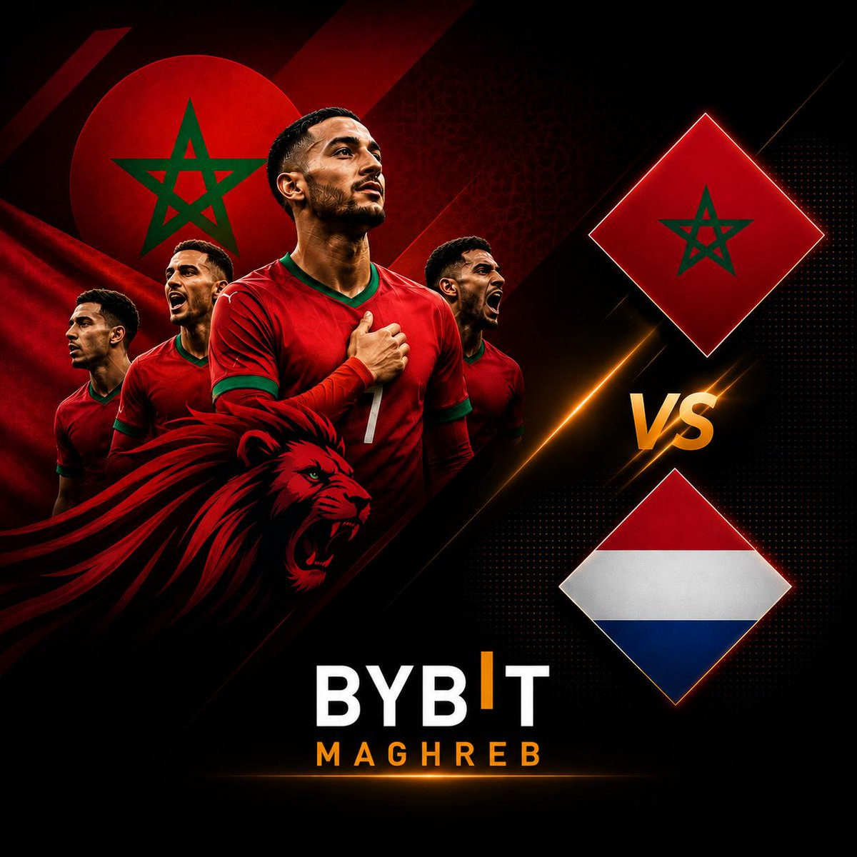 BybitMaghreb's tweet photo. 🔥 بعد مباراةٍ ماراثونية ومثيرة حتى اللحظات الأخيرة، نجح المنتخب الجزائري في حسم التأهل، لينضم إلى المغرب ومصر ممثلَي شمال إفريقيا في الدور المقبل. 🇩🇿🇲🇦🇪🇬

🦁🇲🇦 واليوم، تتجه الأنظار إلى مواجهة من العيار الثقيل!

أسود الأطلس في اختبار جديد أمام هولندا، والهدف واضح: تحقيق الفوز ومواصلة المشوار بثقة، وعزيمة، وروح الأبطال. 💪🔥

فرض المنتخب المغربي أسلوب لعب مميزاً، وشخصية قوية داخل الملعب، ليؤكد أنه أحد أبرز المنتخبات في هذه البطولة. واليوم، يترقب الملايين هذه القمة الكروية بشغف كبير. ❤️💚

🎁 توقّع النتيجة الصحيحة قبل انطلاق المباراة واربح 10 USDT بالإضافة إلى هدية حصرية (Goodies) من Bybit Maghreb!

للمشاركة:
✅ اكتب توقعك في التعليقات قبل صافرة البداية.
❤️ اعجاب بهذا المنشور.
🔁 شاركه مع أصدقائك.
🏆 أول شخص يتوقع النتيجة الصحيحة سيكون الفائز بالجائزة.
❓ما هو توقعك لنتيجة مباراة 🇲🇦 المغرب 🆚 🇳🇱 هولندا؟
ديماً المغرب... وديماً أسود الأطلس! 🦁🧡

#BybitMaghreb #BybitMENA #Morocco