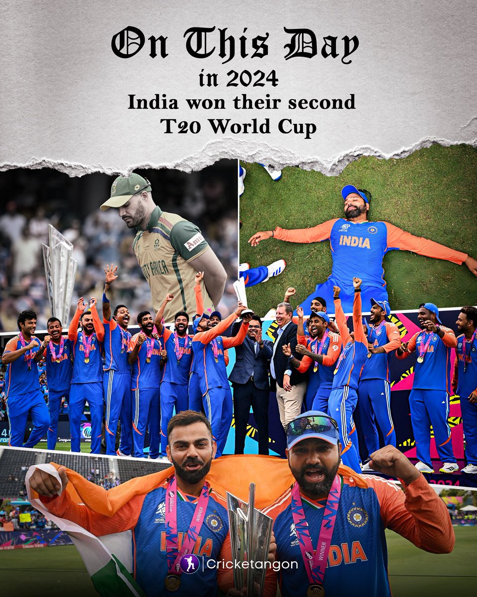 cricketangon's tweet photo. ✅ India’s second T20 World Cup title 🏆
✅ RoKo's T20I retirements 💔
Two years ago, on this day...
#T20WorldCup | #INDvSA https://t.co/vhUf3m71TR