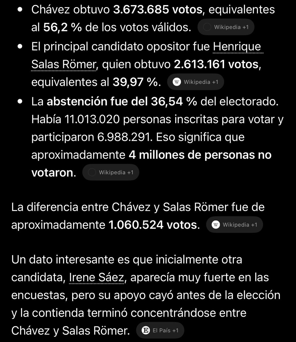 fer_88888's tweet photo. El nunca fue querido, ese año era una mujer la favorita pero luego se unió a partidos políticos que tenían rechazo de la gente, la gente se decepcionó y no votó, y esos votos abstenido fueron lo q hicieron q Chávez ganara, es como si Maria corina se uniera a Guaidó la rechazarían.