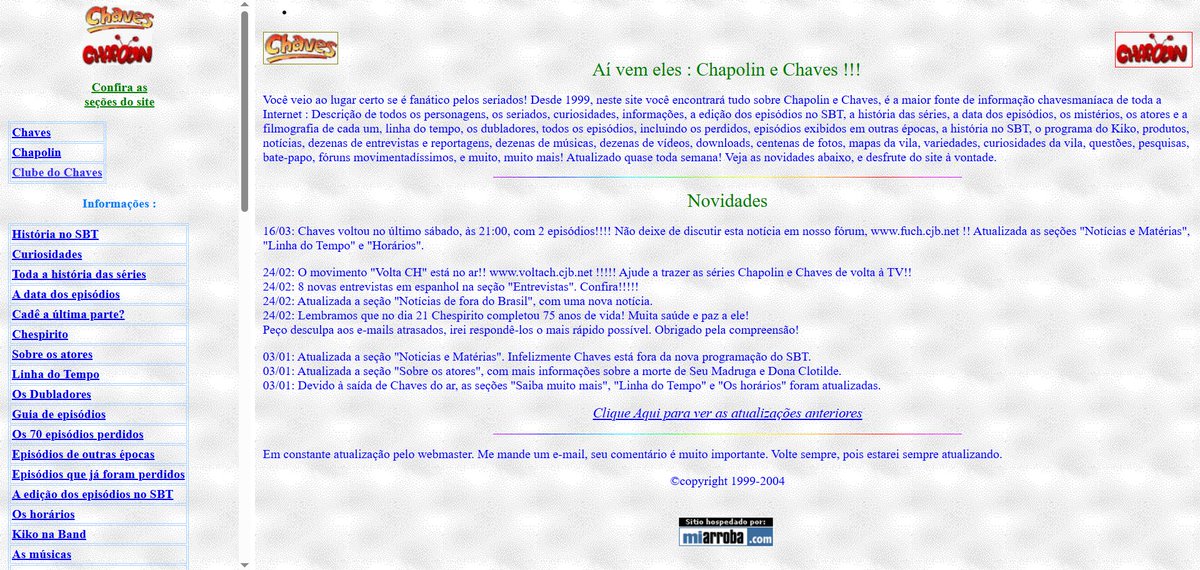 ForumChaves's tweet photo. Alguns dos sites sobre Chaves no começo dos anos 2000.

Quem navegou por eles nessa época? https://t.co/a7DpfiIPny