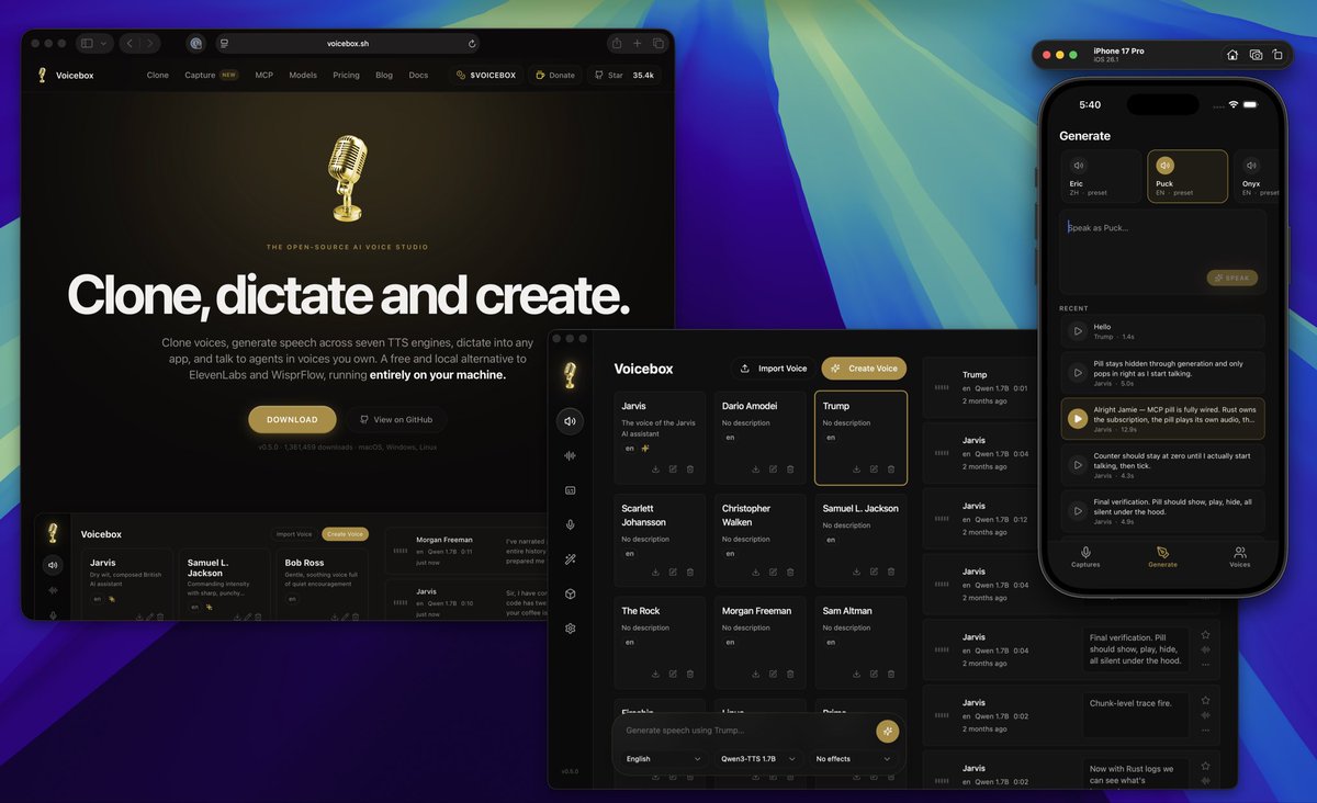jamiepine's tweet photo. Working on the @VoiceboxAI mobile app, cloud backup and sync.

Free forever for $VOICEBOX holders.

Subscription revenue auto burns tokens. https://t.co/PNOAZojnxY