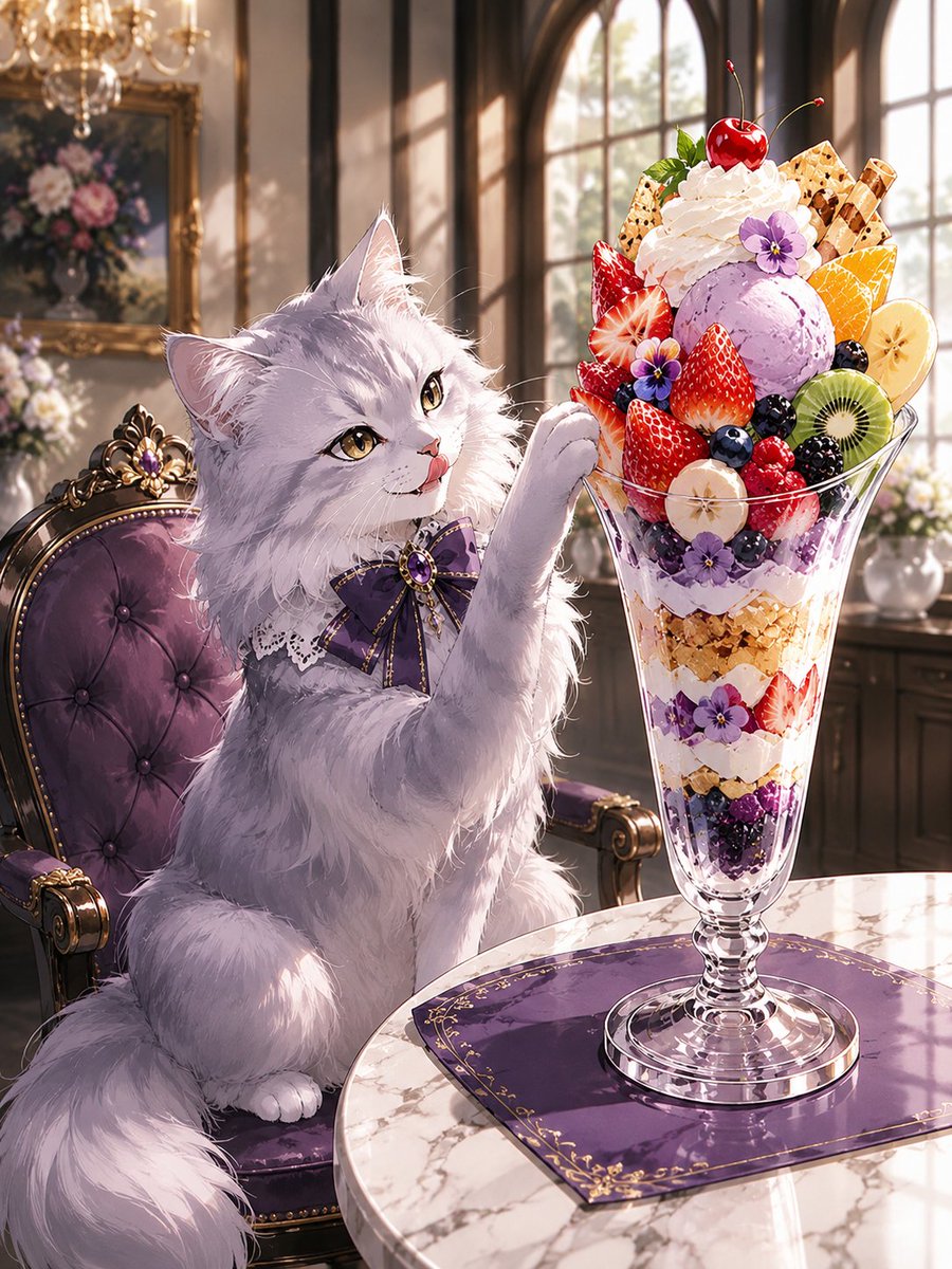 Neuralys3_415's tweet photo. When your cat discovers the world’s most extravagant dessert ✨🐱🍦

One elegant fluff trying to claim the giant parfait, the other staring in pure awe at the sweet masterpiece.

Luxury cat life just reached a new level of indulgence 😻

Which one are you treating to dessert first? The White Parfait Princess or the Golden Sundae Hunter? 👀

#AIart #cat