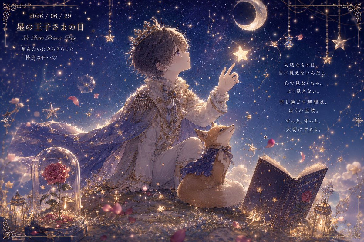 farlullaby's tweet photo. 今日は星の王子さまの日！

むく（人間の姿）の王子さま姿🌟
恥ずかしながら、まだ作品をちゃんと読んだことがなくて色々調べてみたんだけどすごく大切なことをいっぱい教えてもらえる気がしたので読んでみようかな📕✨

みぃちゃん素敵な日を今日もありがとう🎀
 
#りんみぃ今日は何の日 https://t.co/dhYJuZ0WXP
