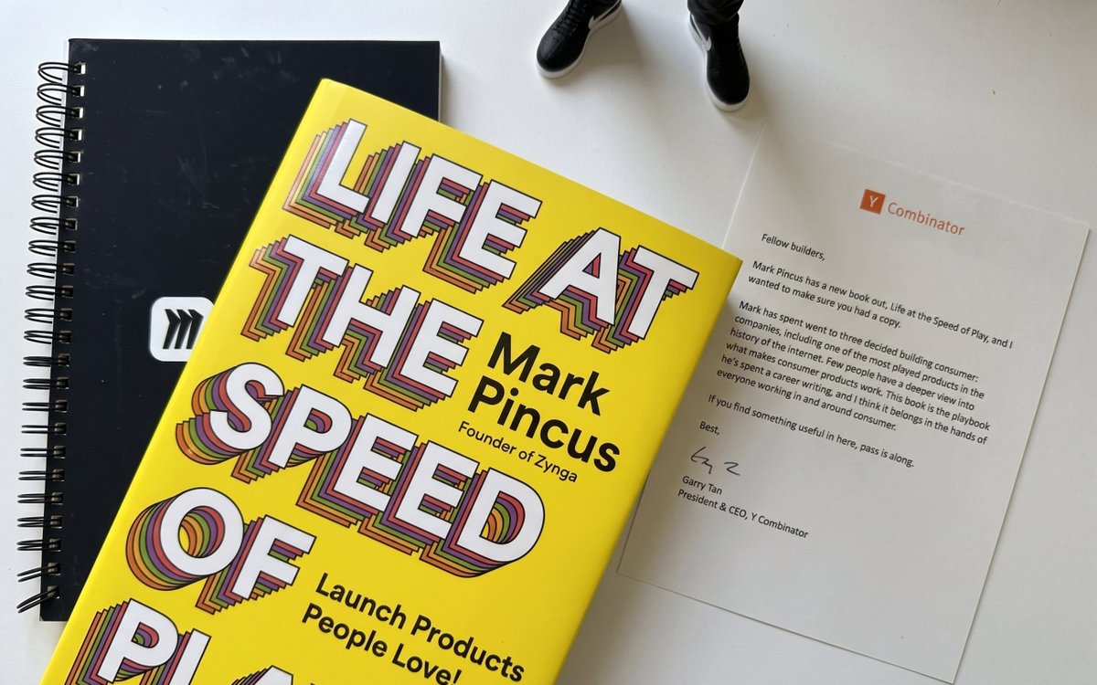 slmosl's tweet photo. Another small example of why @ycombinator is forever-

Just received (by surprise) and consumed cover-to-cover "Life at the Speed of Play" by @markpinc  this weekend. It brought me back to the days of building @houseparty during COVID, where users were obsessed, and growth was unstoppable.