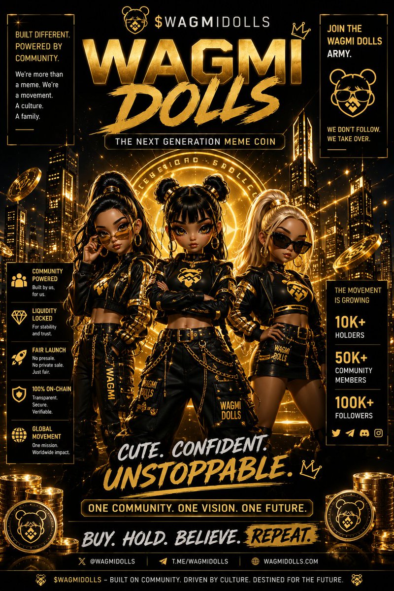 callCryptolord's tweet photo. 💎 Strong communities create legendary movements.

The dolls are taking over, one believer at a time. Are you ready to stand with us?

🔥 Join the #WAGMIDOLLS movement.

#WAGMIDOLLS #Crypto #MemeCoin #CryptoGem #CryptoTwitter #HODL #Web3 #CommunityDriven #Bullish #ToTheMoon https://t.co/Yn8RqqnD8e