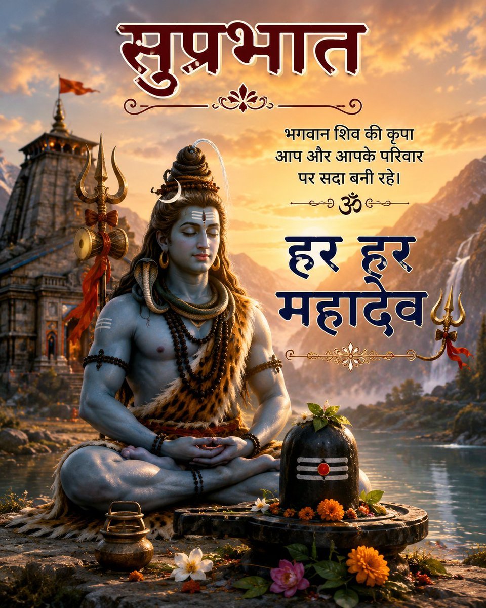 blbhardwaj's tweet photo. 🔱#जय_भोलेनाथ 🔱
        💢#शुभ_सोमवार_वंदन 💢

#ॐ_नमः_शिवाय :)~🙌 
#हर_हर_महादेव_शिव_शंभू_ॐ🔱 
🌹करपूरगौरं करुणावतारं संसारसारं भुजगेन्द्रहारम्! सदावसन्तं हृदयारविन्दे भवं भवानीसहितं नमामि 🌹

महादेव के विमल प्रकाश से आप सभी का अंतकरण सदा सर्वदा
अलौकित रहे!! 
💢#ॐ_��मः_शिवाय 💢 https://t.co/fy7TBiir8I