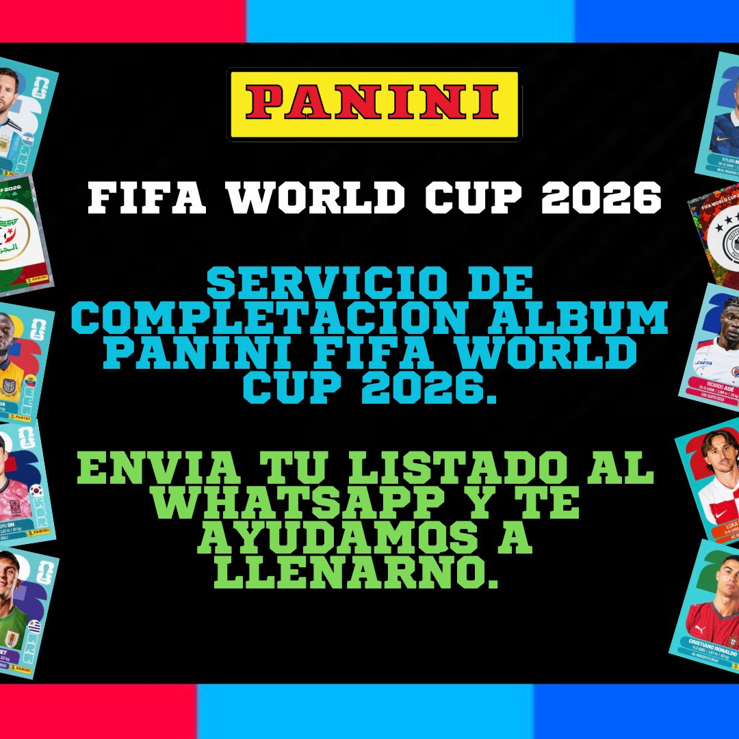 ColeccionPanini's tweet photo. 𝐒𝐄𝐑𝐕𝐈𝐂𝐈𝐎 𝐃𝐄 𝐂𝐎𝐌𝐏𝐋𝐄𝐓𝐀𝐂𝐈𝐎𝐍. 🆔

👉🏼 Cotiza tus números faltantes enviando tu listado a nuestro número de WhatsApp: 𝟎𝟗𝟖-𝟒𝟔𝟐-𝟖𝟖𝟔𝟕 📲

𝐂𝐨𝐥𝐞𝐜𝐜𝐢𝐨𝐧 𝐏𝐚𝐧𝐢𝐧𝐢 𝐄𝐜. ⚽️🏆🚀🌎😍
#ColeccionPaniniEc #Panini #Ecuador 🧩 https://t.co/8Pdqy1zPD8
