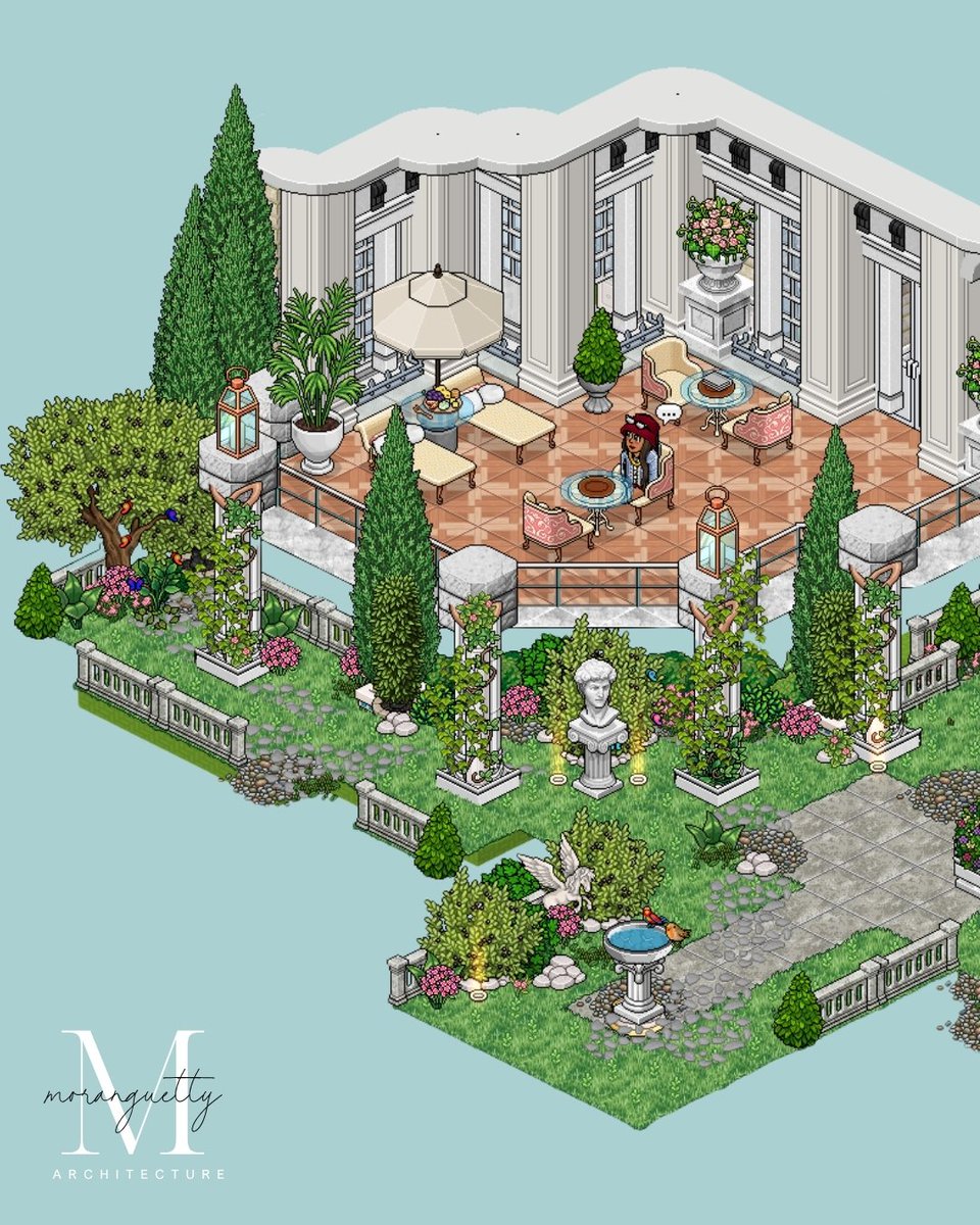 _moranguetty's tweet photo. 🌿 My Secret Garden 

Um refúgio secreto onde cada detalhe foi pensado com carinho. 

🏡 Construção feita no @MeuHabblet 
👤 Nick: moranguetty

#Habblet #pixelbuild #PixelArt https://t.co/Sms8A3EuDm