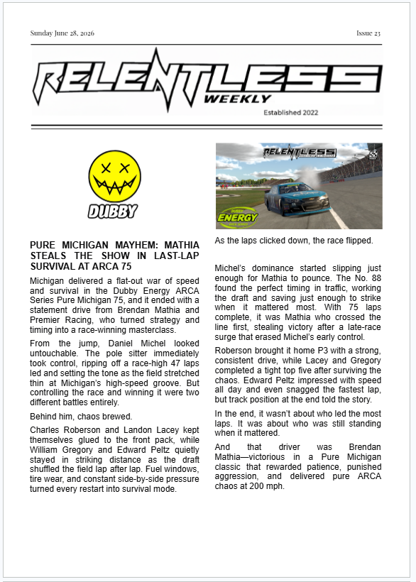 RelentlessRL3's tweet photo. Stay informed with this week's Relentless Weekly

The broadcasts can be watched on the Relentless Racing League YouTube page

https://t.co/Z3TkhWlAQp https://t.co/vkLxeGDpdU