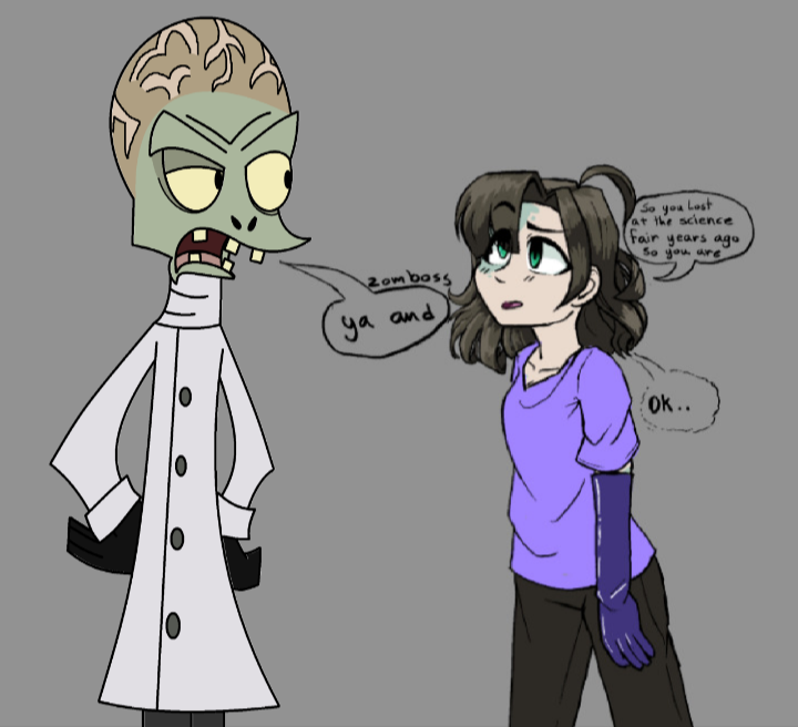 Ell_BAT13's tweet photo. @DR_ZOMBOSS_08 Also one more thing and this I'm going to assume you're probably going to be pretty happy about you and her actually have a kid in my au she's a half human half zombie truly something that has never existed and yes you do brag about it Crazy Dave https://t.co/BV3kBNDbeV