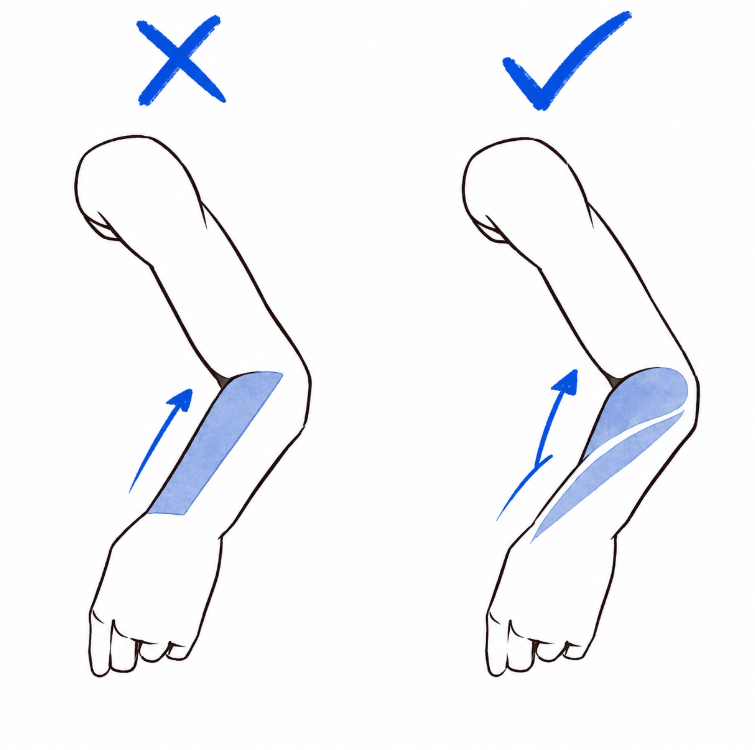 sodaguyx's tweet photo. correct vs wrong (forearm) https://t.co/l0zXhbkj4y