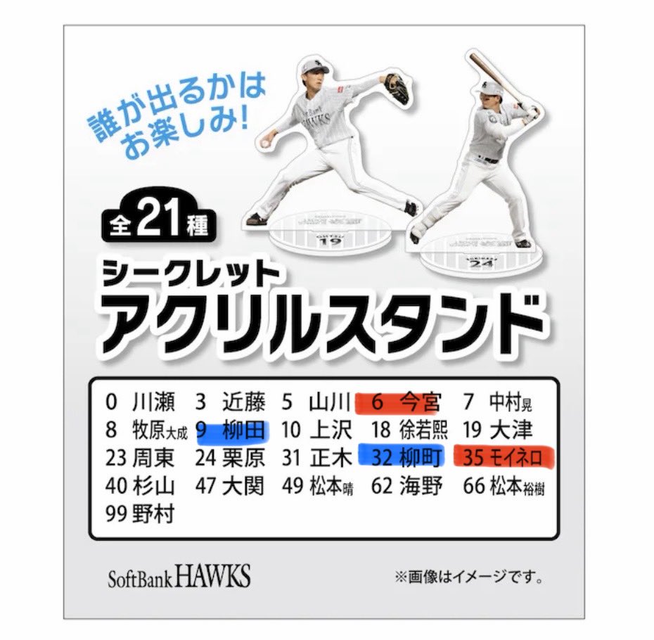 18yun81's tweet photo. 鷹祭 シークレットグッズ

【譲】画像🟥の物(6.18.19.24.35)
【求】画像🟦の物(9.32)

7/2.10.12鷹祭現地優先
該当の方いらっしゃいましたらお声がけお願いいたします🙇
#若鷹ガチャ タグお借りしてます🏷️ https://t.co/IksSXMYk0N