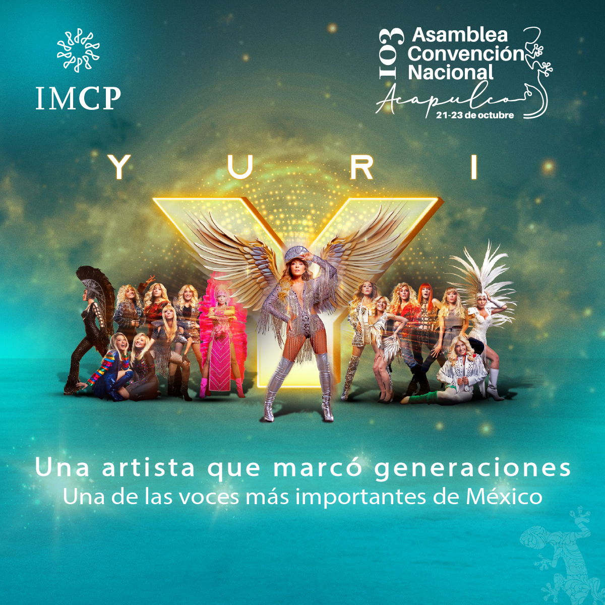 ConvencionIMCP's tweet photo. La incomparable #Yuri, una artista que marcó generaciones, será parte de nuestra #103Asamblea Convención Nacional. Del 21 al 23 de octubre #Acapulco se llena de música y emoción con una gran celebración para nuestra profesión

Más información: https://t.co/QNTdRychPY
#Acapulco103 https://t.co/4HZxOJNMJv