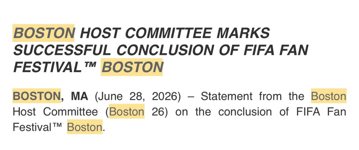 AdamCrafton_'s tweet photo. Boston, which still has two World Cup games to run, has closed its fan festival. One of several cities which didn’t fulfil FIFA’s original ask of official Fan Fest for every day of the tournament due to the heavy public costs. https://t.co/r1G7eMUta0