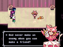fambramb's tweet photo. i like the idea that even ralsei jevil and spamton were expecting a Friend shadow crystal boss in chapter 5 cuz the prophecy hypothetically just said smth about cats and then when they met an anime cat girl they were either very relieved or dissapointed https://t.co/buynu4Wq3q