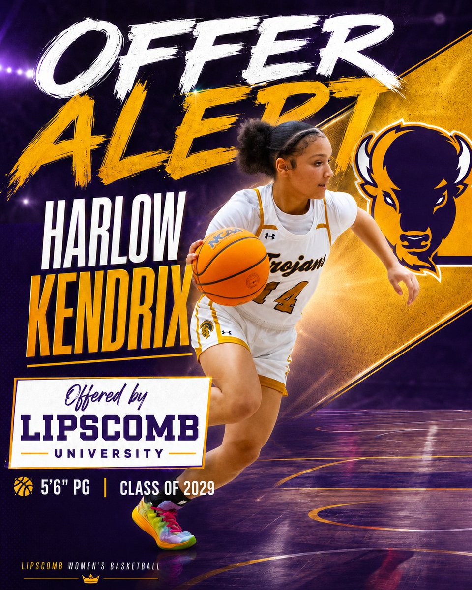 Harlow_2029's tweet photo. Extremely grateful to receive my first offer from @LipscombWBB — thank you to the coaching staff for believing in me!
@HoopsTrojan @HubbardCoach @mikemillsnc https://t.co/hSrCa0uZOt
