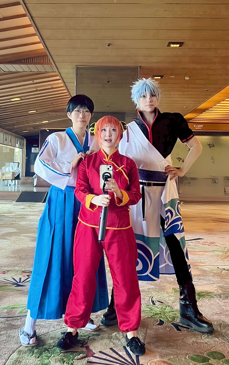 HarusamaaaW's tweet photo. 身長差が完璧な万事屋を見て🥰

銀魂
銀ちゃん@LiVcos_ 
新八@osidapix 
神楽

 #tmaf
 #TMAF2026
 #tmaf https://t.co/x7xYdplqtn